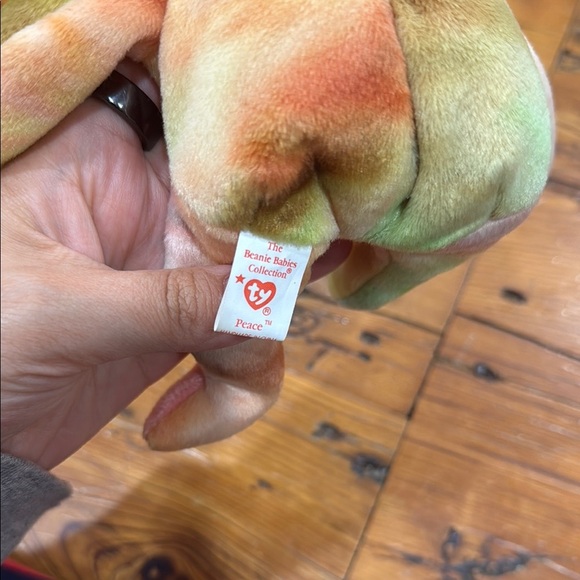TY Beanie Baby Original 1996 Peace Bear Tie-Dye Rainbow w/ Swing Tag & Tush Tag - Picture 2 of 5